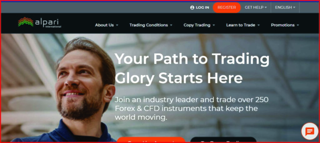 image showing alpari trading platform home page