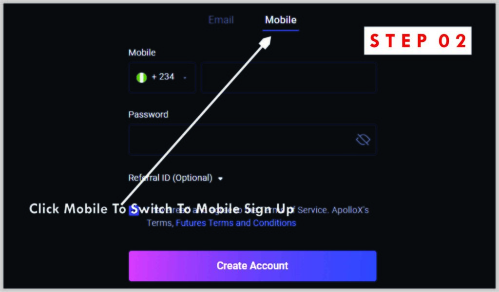 how to sign up on ApolloX set 02